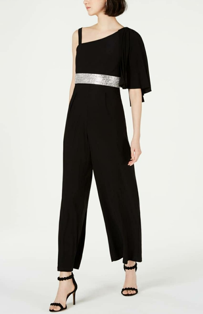 R M Richards Petite One-Shoulder Embellished